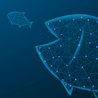 Illustration of big fish about to eat little fish